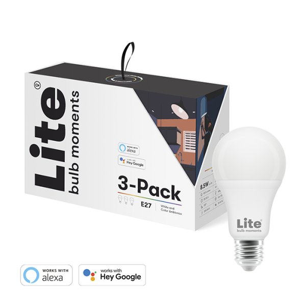 White & Color Ambience (RGB) E27 Lamppu - 3-Pack
